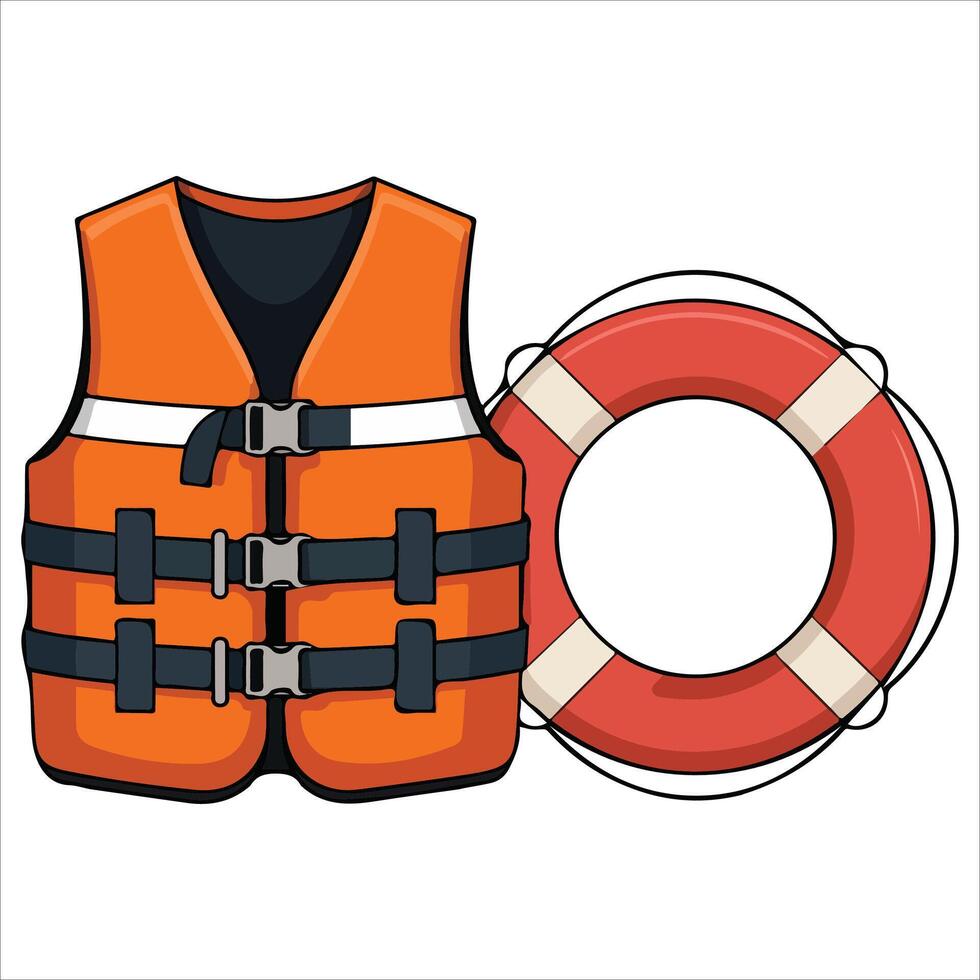 Water safety gear with rope and belt isolated vector