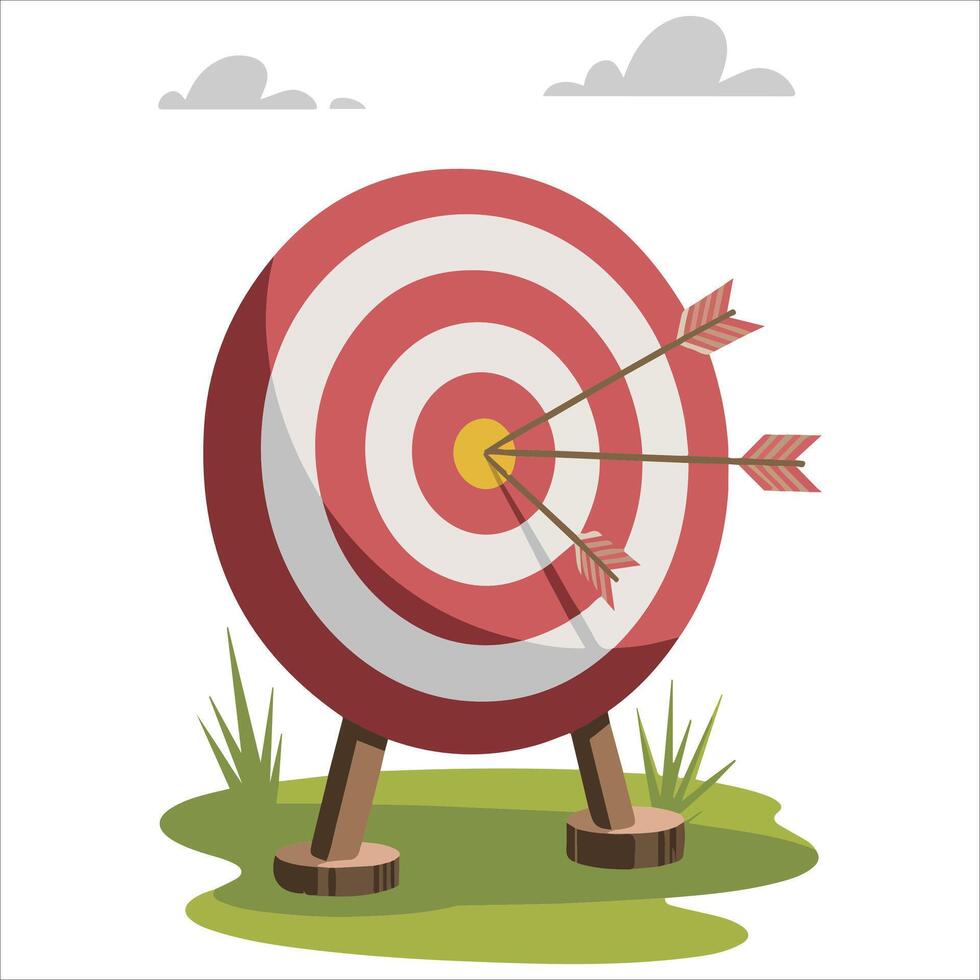 Target board with arrows cartoon illustration vector