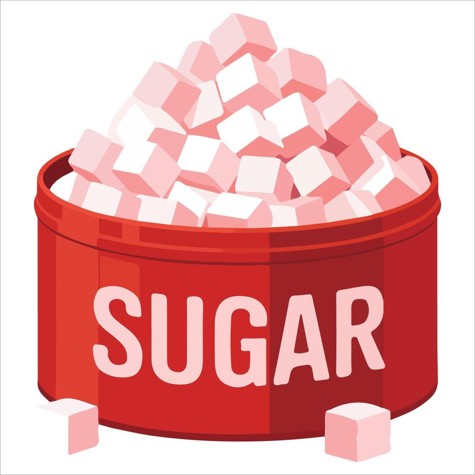 White sugar cubes in glass bowl isolated vector