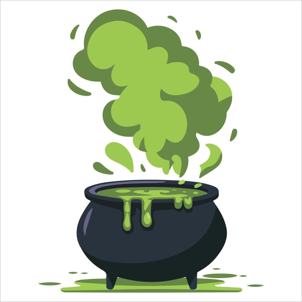 Witchs boiling cauldron with purple smoke vector