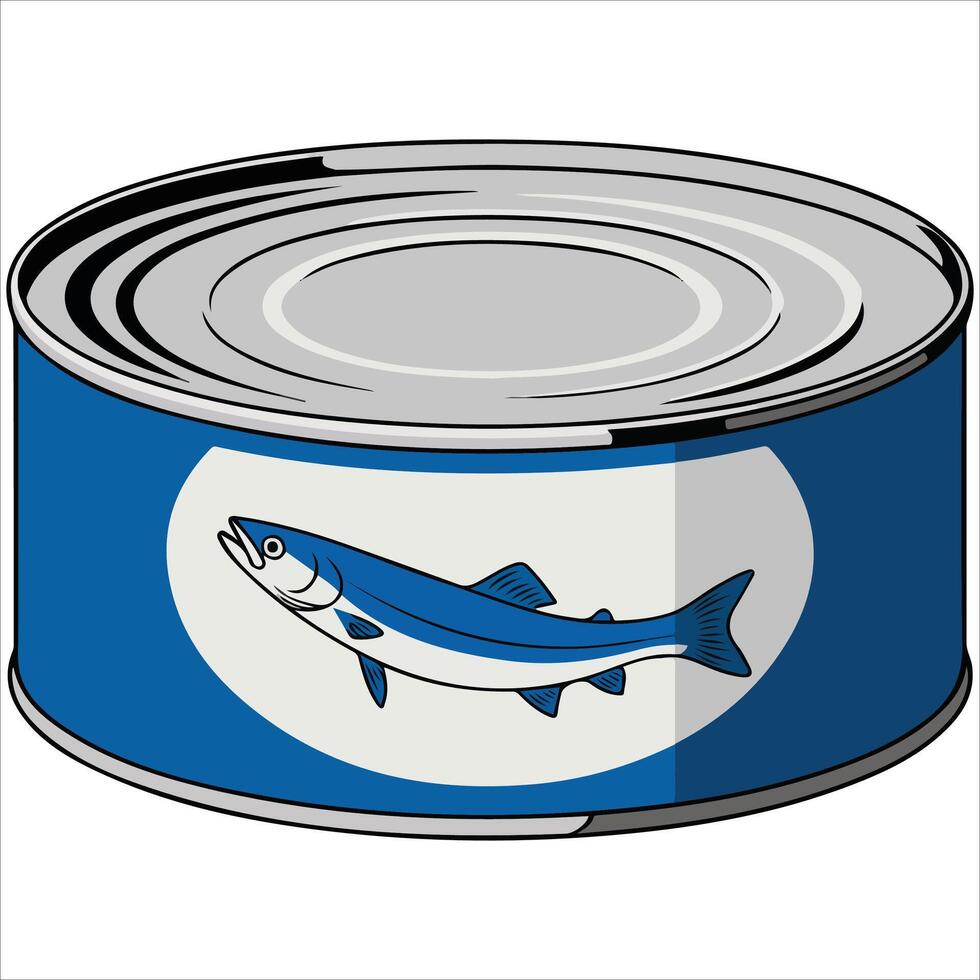 Canned fish healthy protein food isolated vector