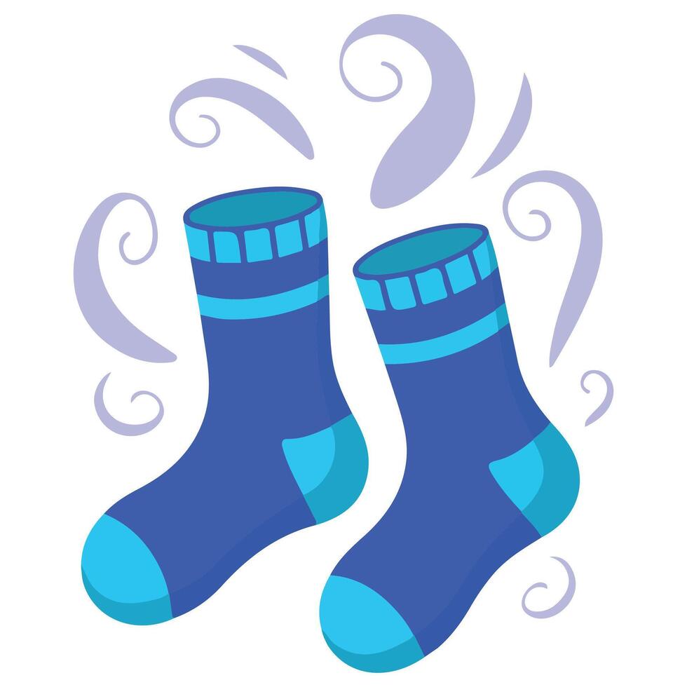Unpleasant smelly dirty socks odor concept isolated illustration on white background vector