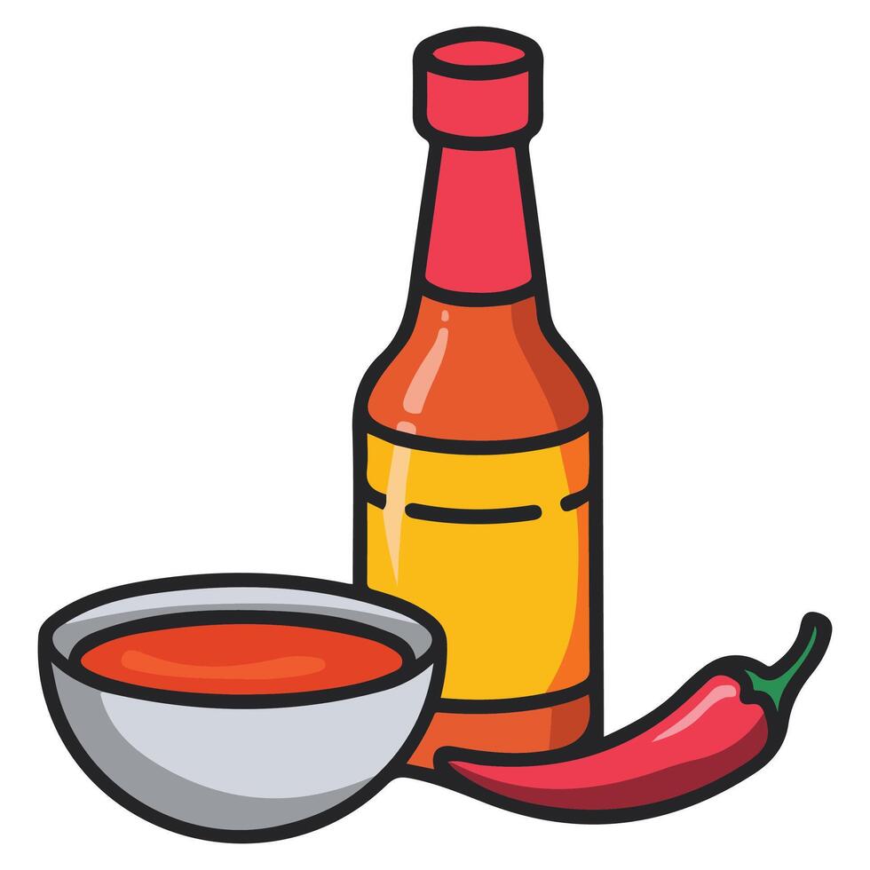 Traditional red hot sauce for festive occasions isolated illustration on white background vector