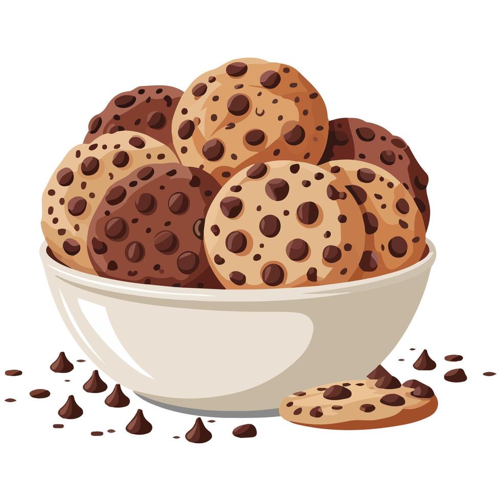 Healthy oatmeal cookies in decorative vase isolated illustration on white background vector