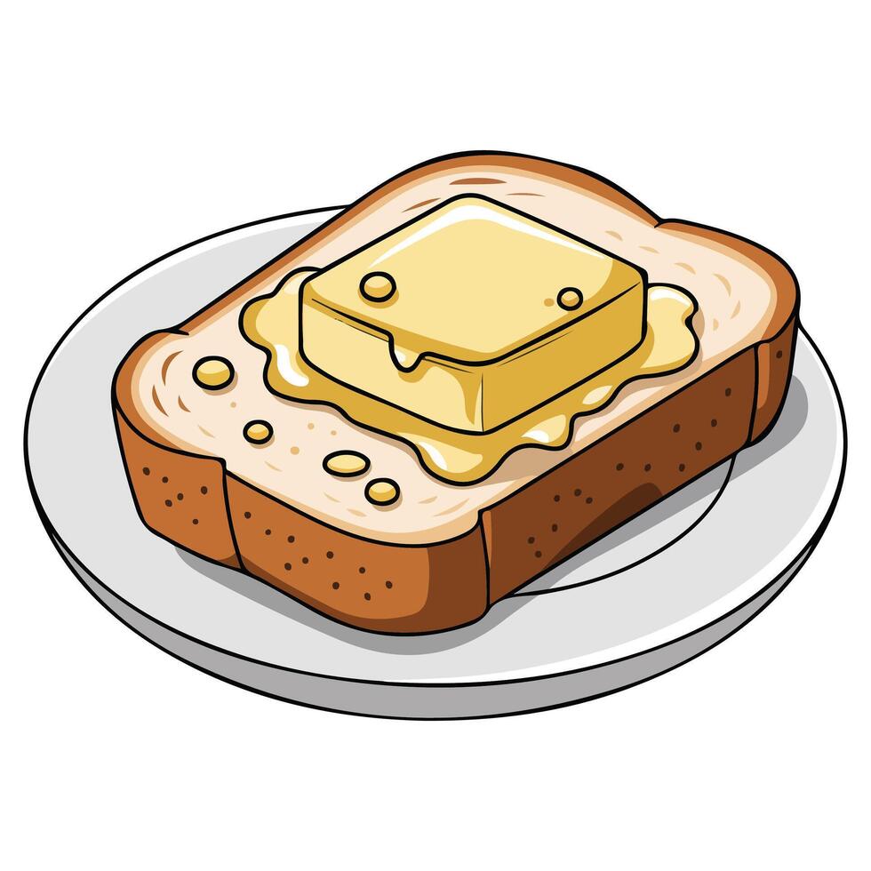 Pair of baked bread loaves on serving dish isolated illustration on white background vector