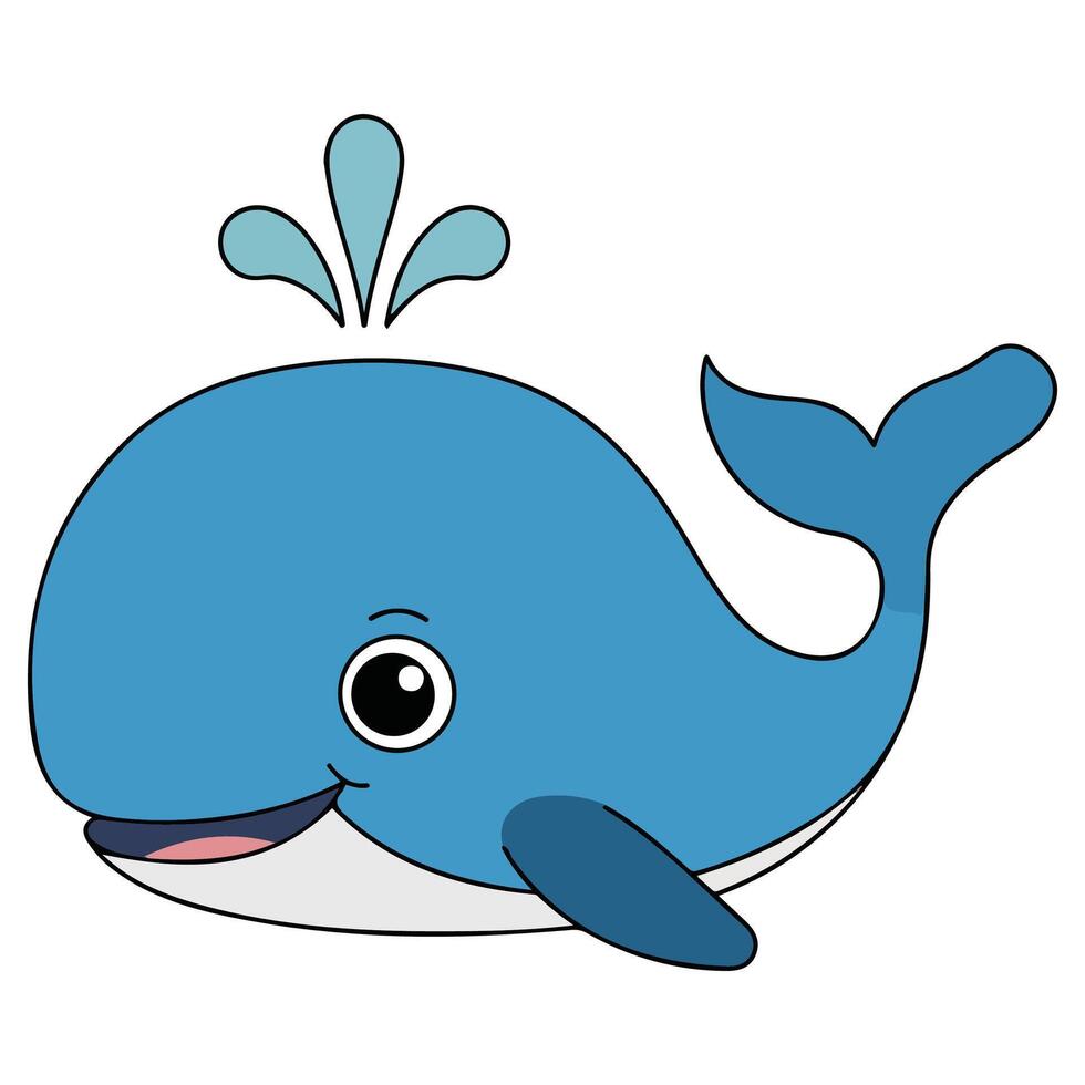 Cute whale emoji with ocean theme isolated illustration on white background vector