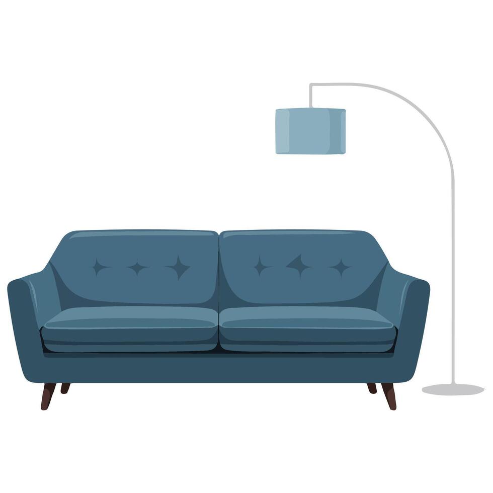 sofa with lamp furniture emoji isolated illustration on white background vector