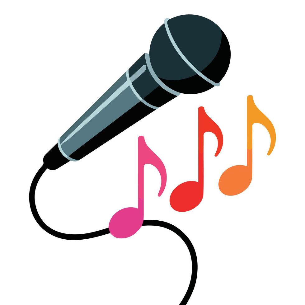 Microphone flat icon for recording isolated illustration on white background vector