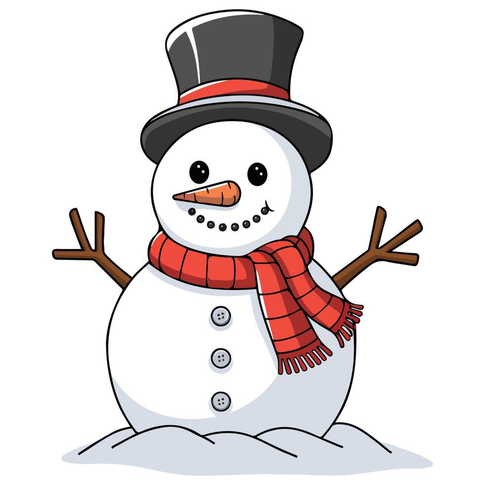Festive snowman for winter celebration isolated illustration on white background vector