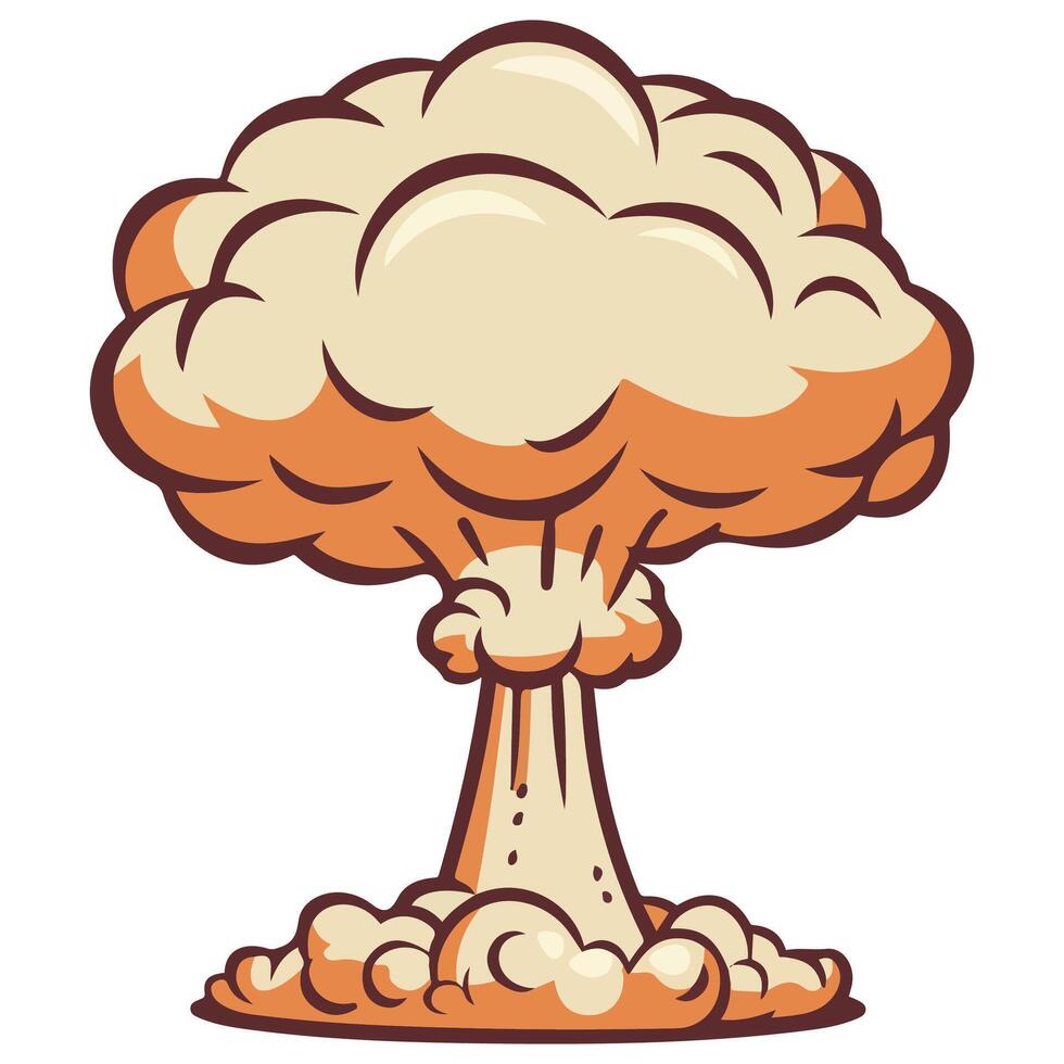Nuclear explosion atomic bomb effect isolated illustration on white background vector