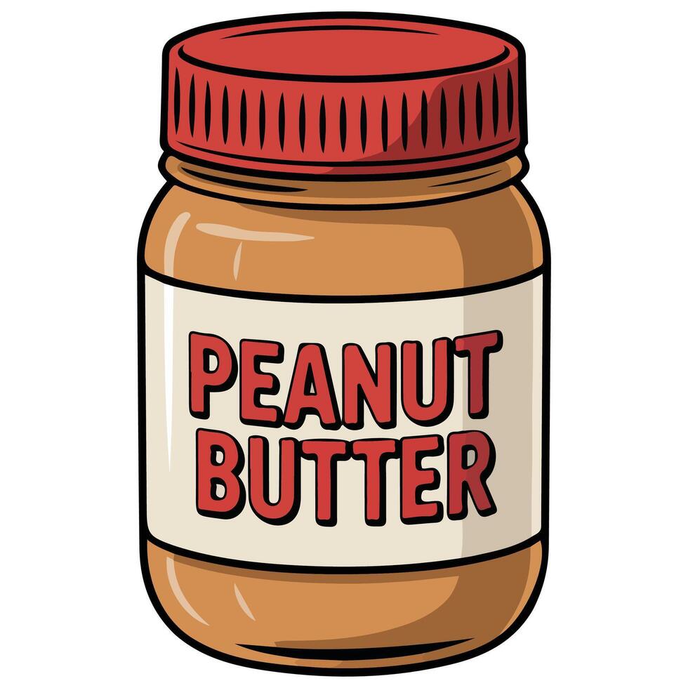 Jar of creamy peanut butter spread isolated illustration on white background vector