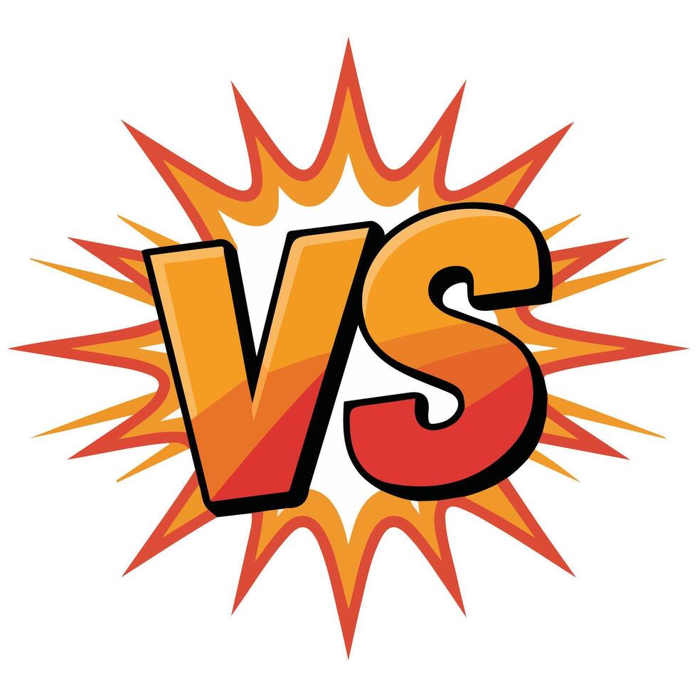Versus battle logo with explosion effect isolated illustration on white background vector