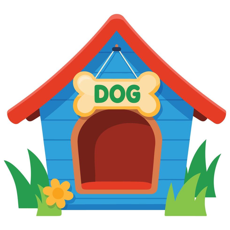 Wooden doghouse for pet shelter isolated illustration on white background vector