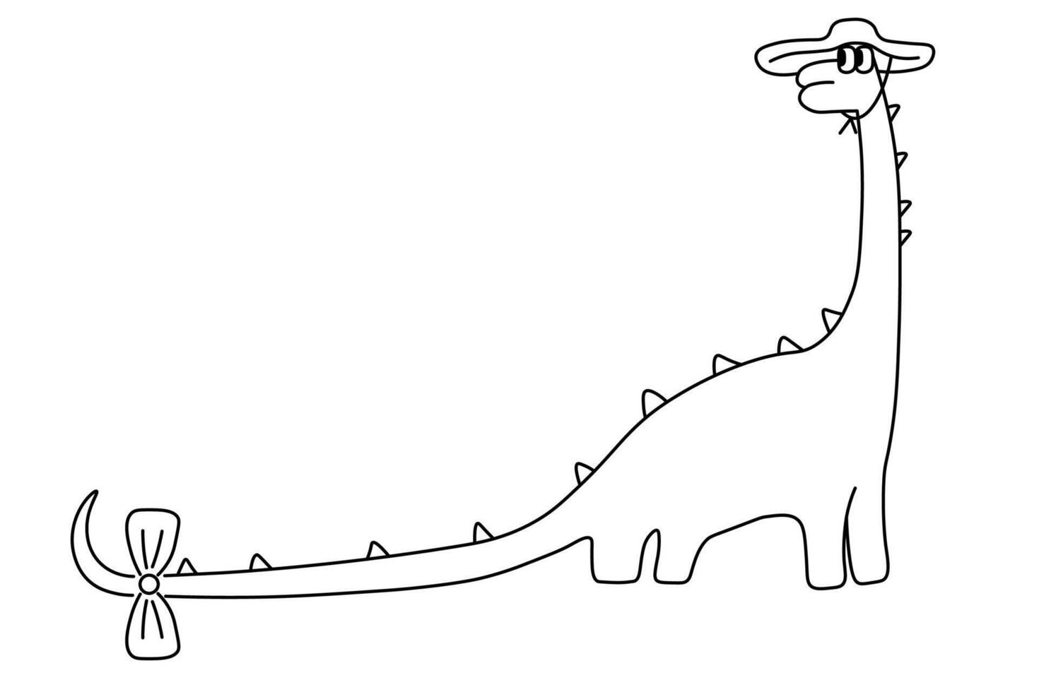 big dinosaur in linear doodle style vector