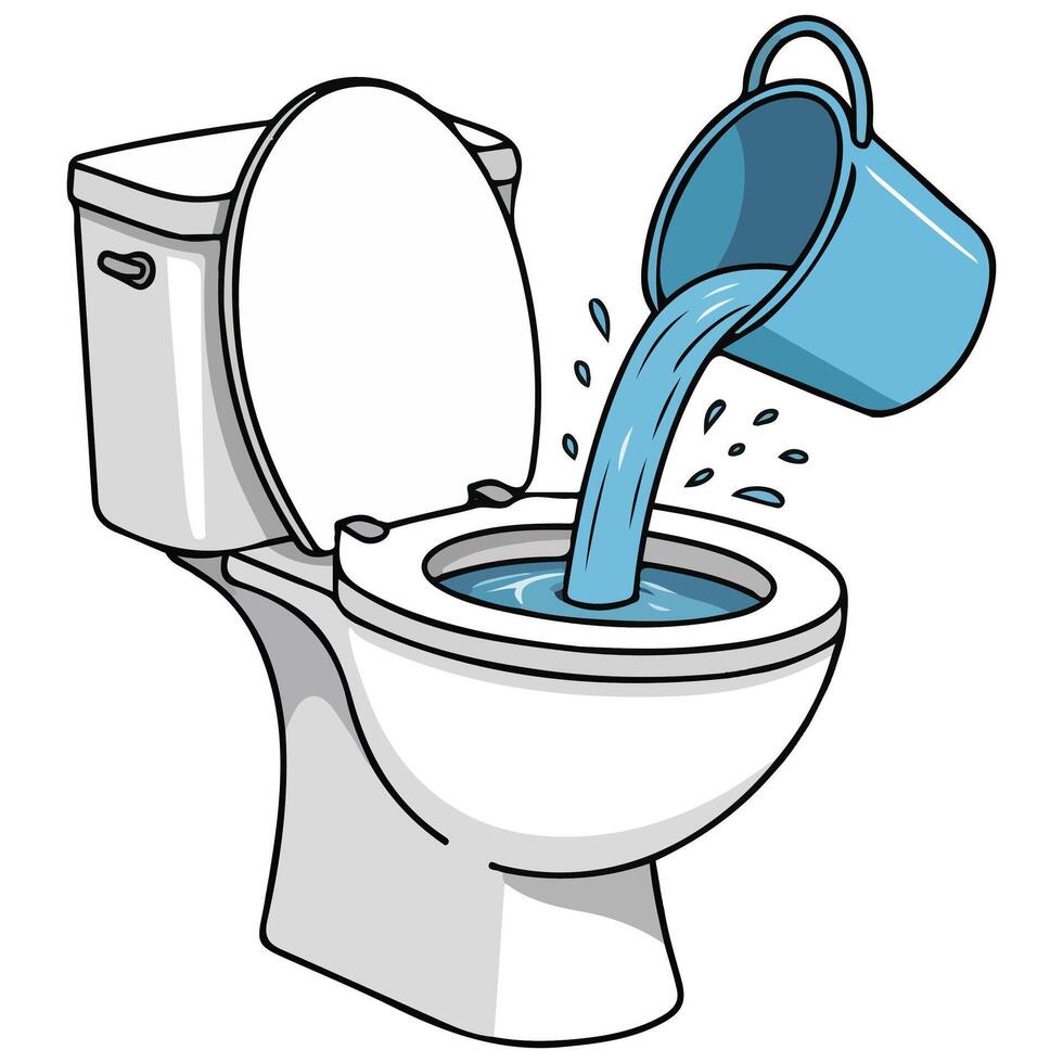 Western toilet flushing water isolated illustration on white background vector