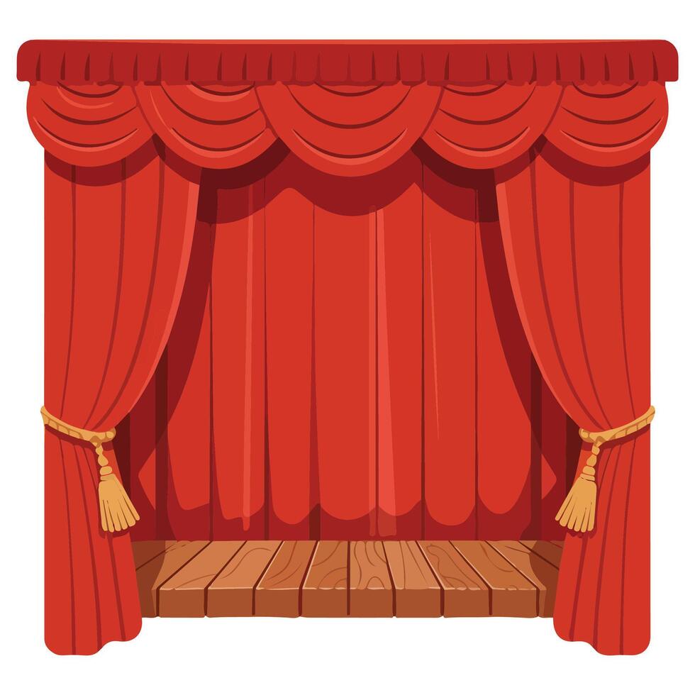 Cartoon theater curtains opening stage isolated illustration on white background vector