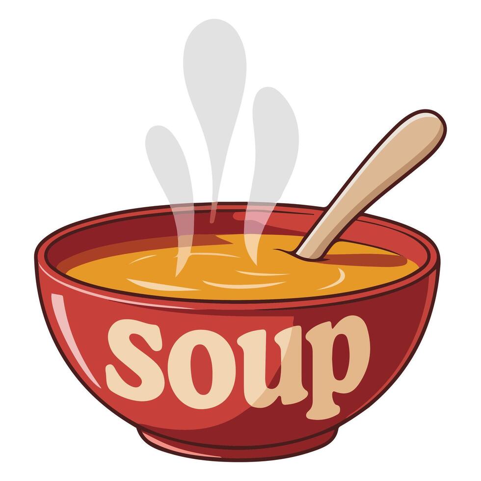 Hand drawn warm soup dish isolated illustration on white background vector