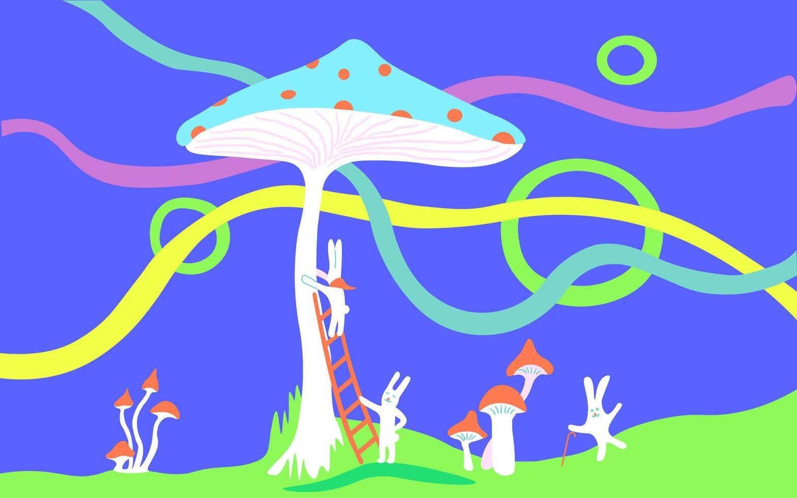 abstract magic forest in doodle style vector