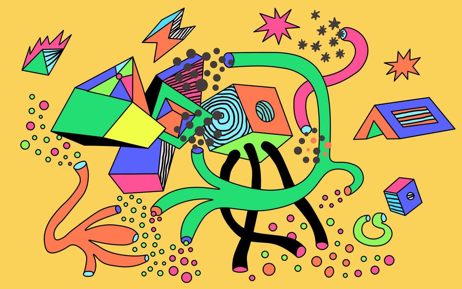 abstract geometric composition with lines vector