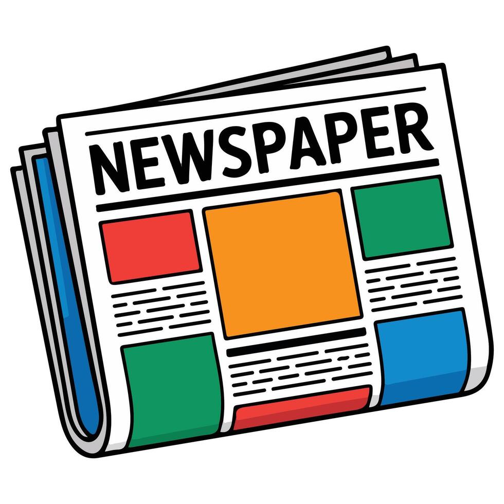 Newspaper top view isolated illustration on white background vector