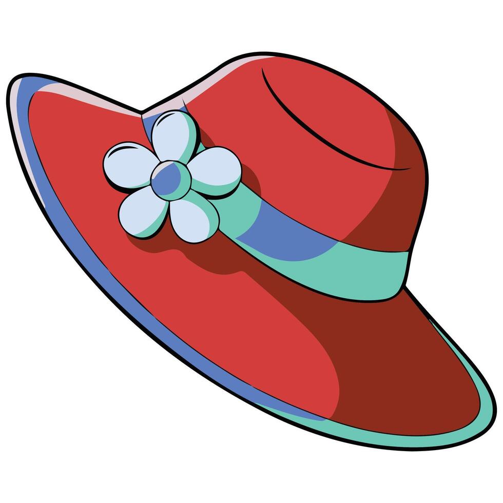 Beach sun hat summer accessory isolated illustration on white background vector