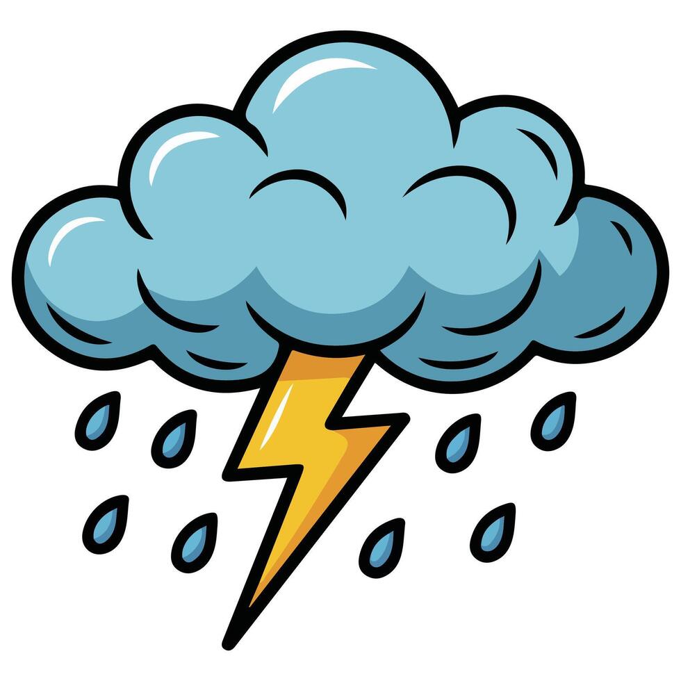 Thunderstorm cloud with rain weather emoji isolated illustration on white background vector