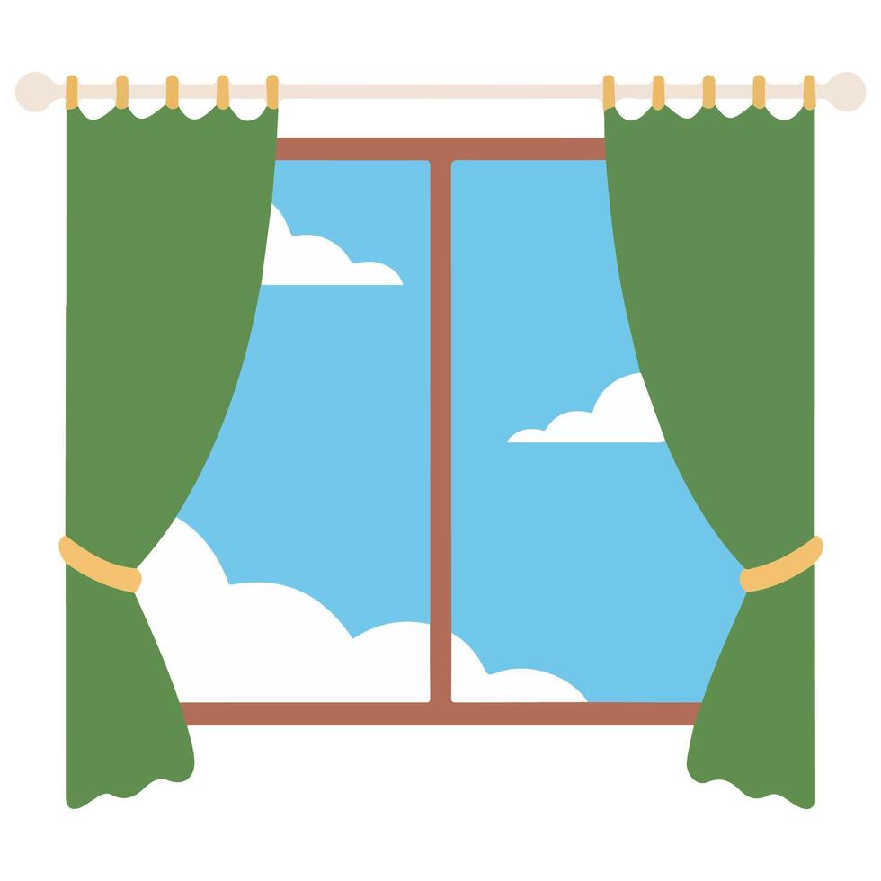 Fabric curtain window treatment isolated illustration on white background vector