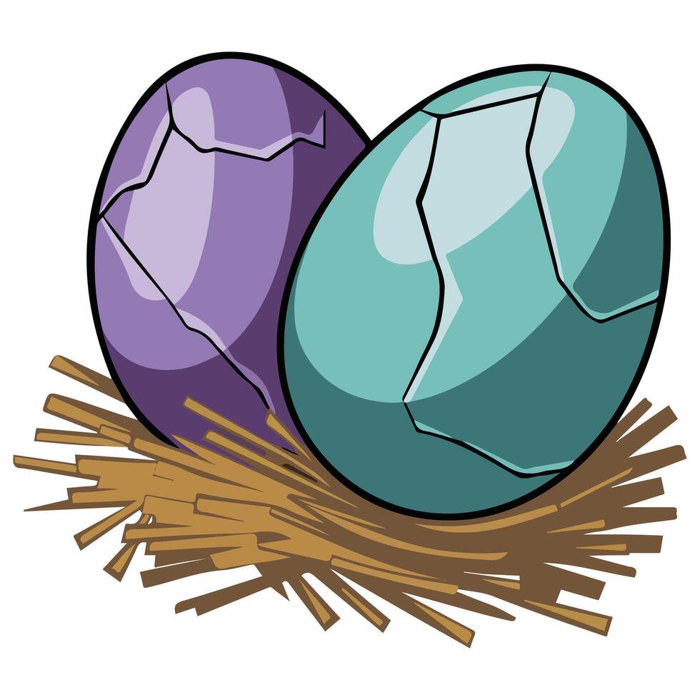 Dinosaur eggs prehistoric fossil icon isolated illustration on white background vector