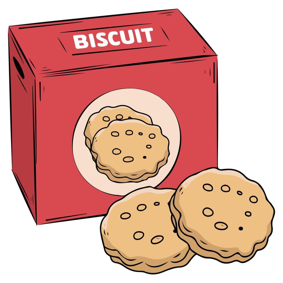 Box of delicious biscuits sweet treats isolated illustration on white background vector