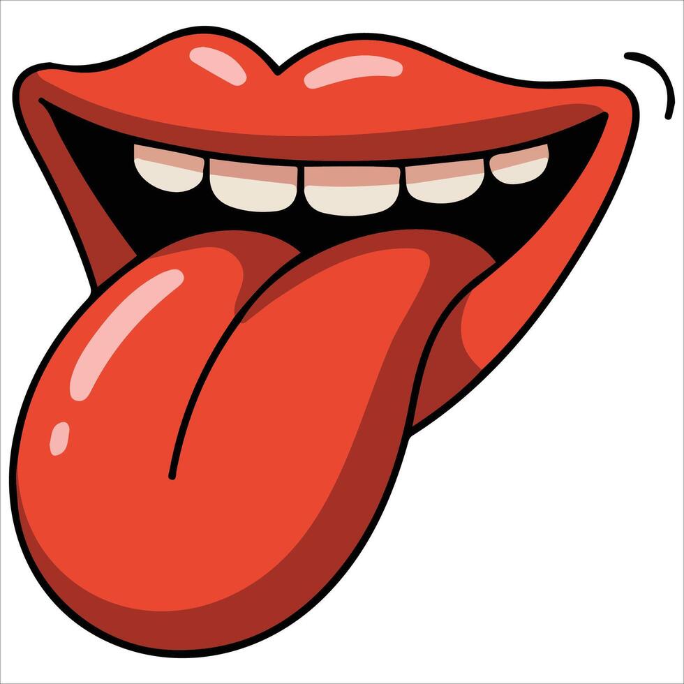 Comic style tongue sticking out isolated illustration vector