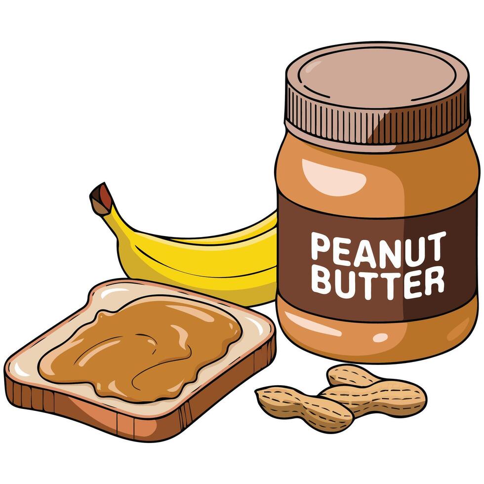 Nut butter bread with fresh fruit isolated illustration on white background vector
