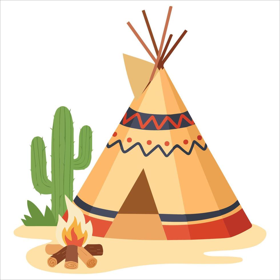 Traditional native dwelling tent isolated illustration on white background vector