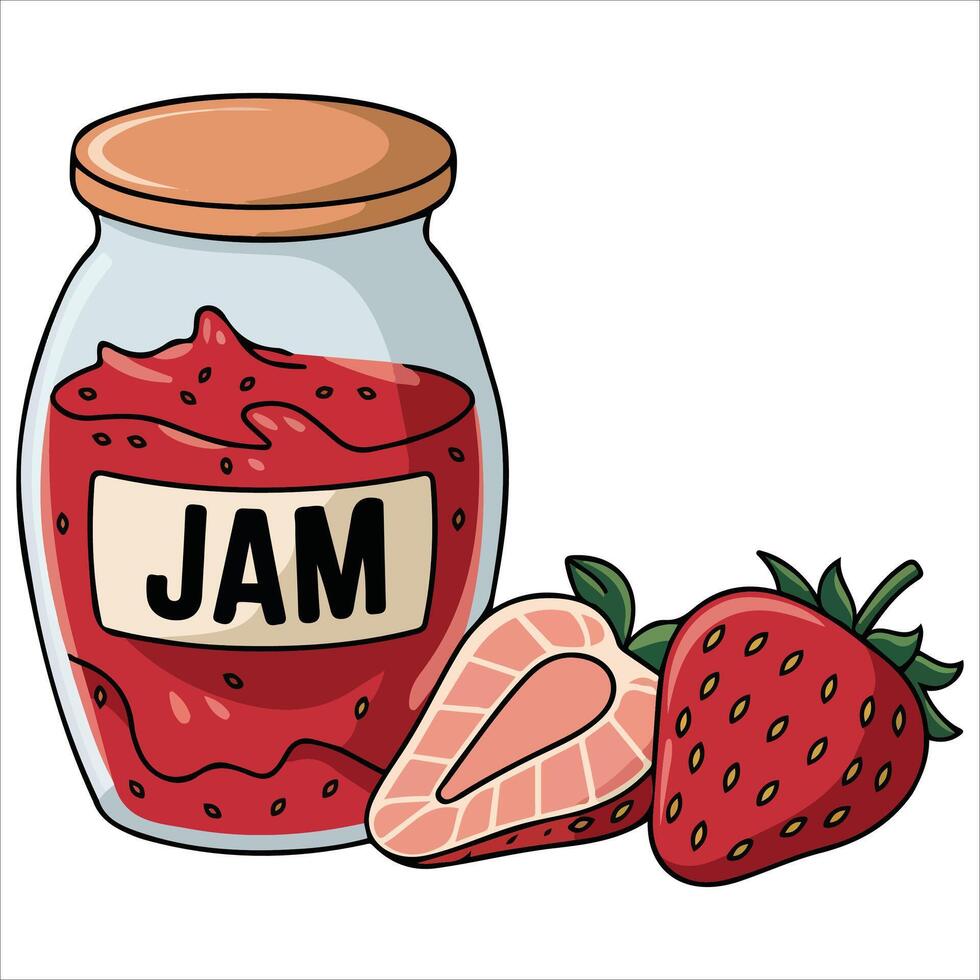 Homemade berry preserve jar isolated illustration on white background vector