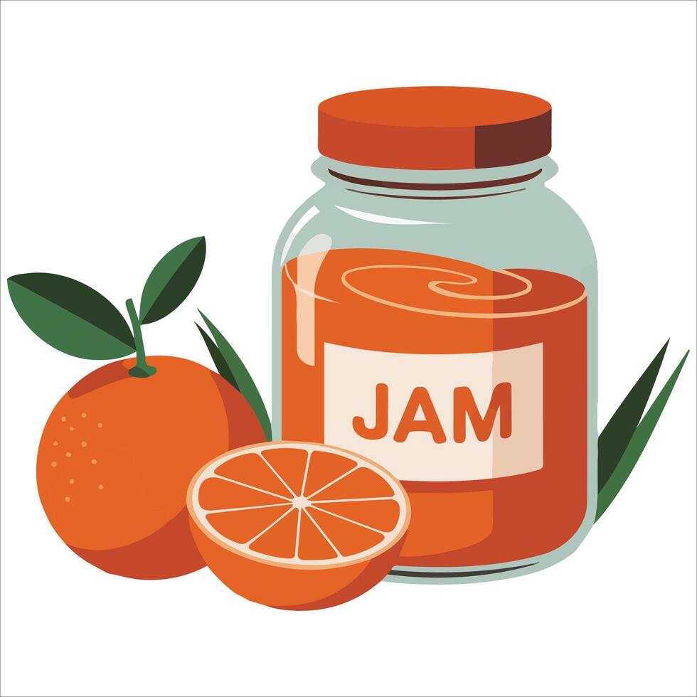 Orange marmalade jar sweet spread isolated illustration vector