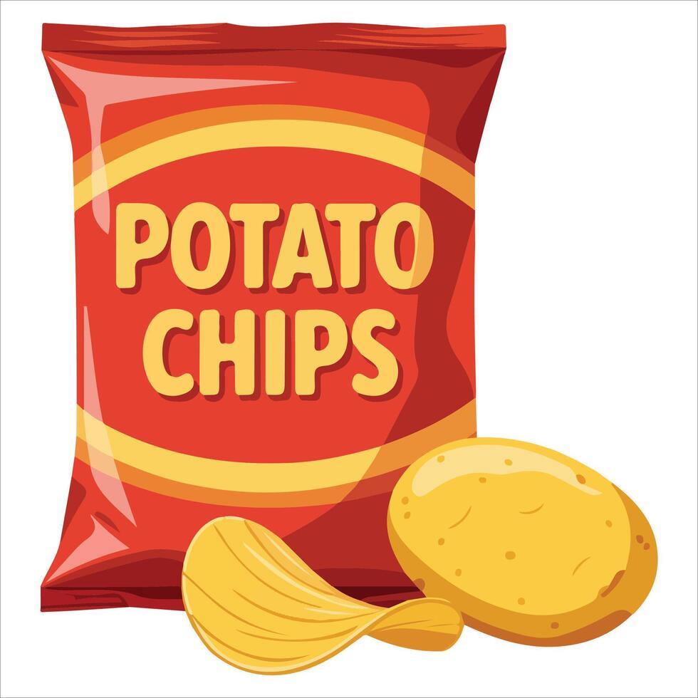 Crunchy snack bag unhealthy food isolated illustration vector