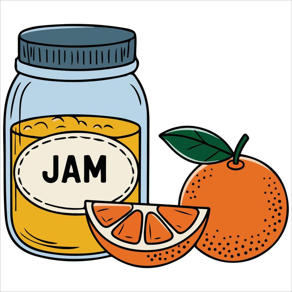 Citrus fruit jam in glass container isolated illustration vector