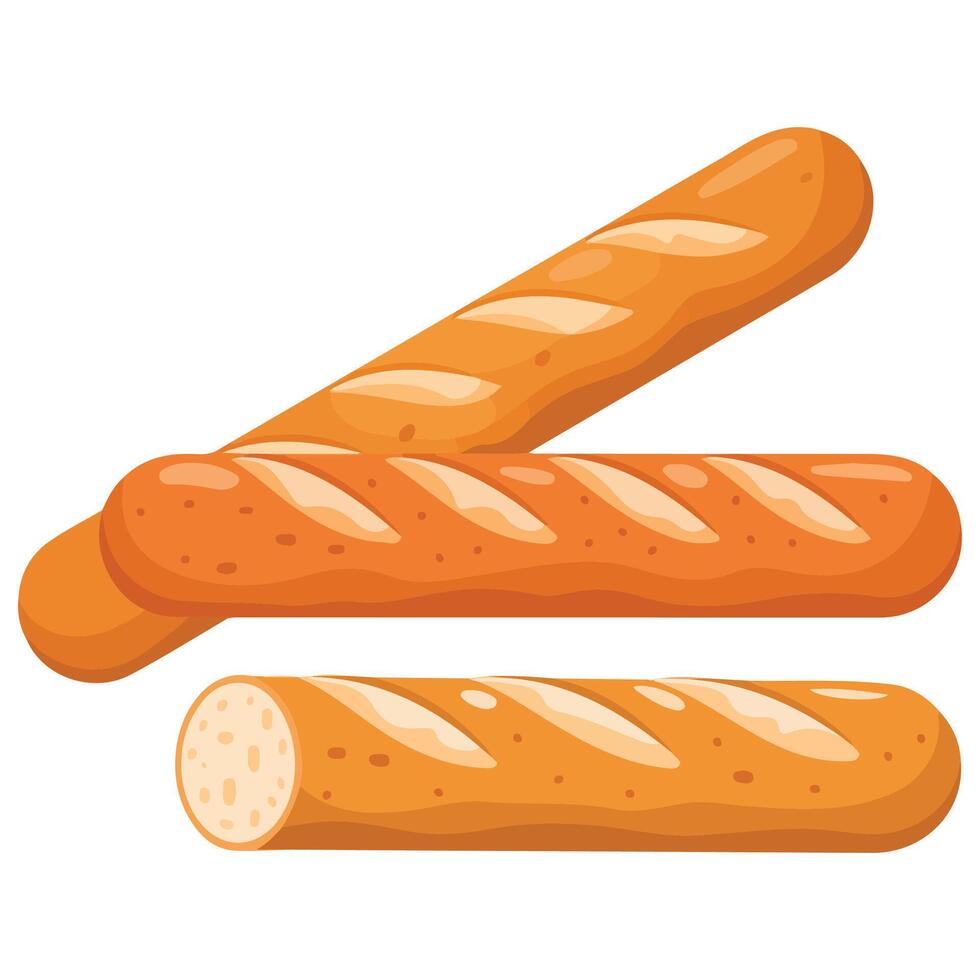 Bakery baguette french bread isolated illustration on white background vector