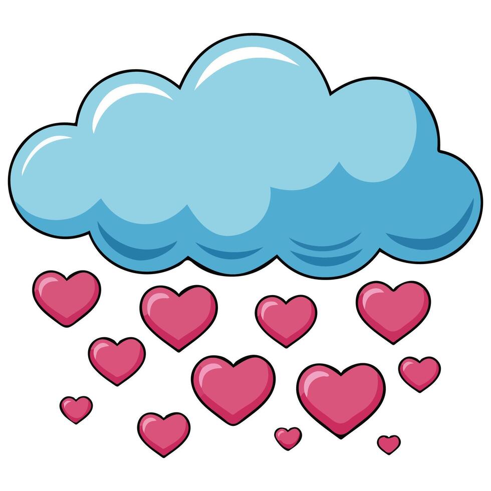 Raindrops forming heart shape romantic isolated illustration on white background vector