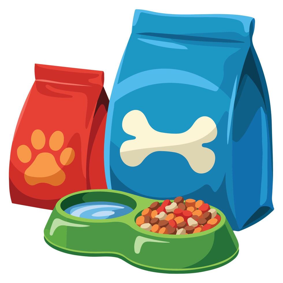 Colorful pet food poster animal care isolated illustration on white background vector