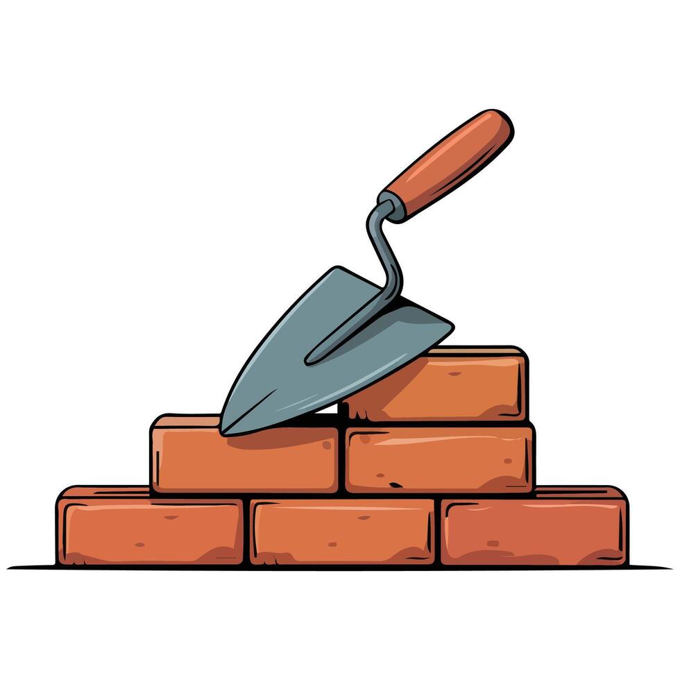 Cartoon trowel for brick work isolated illustration on white background vector