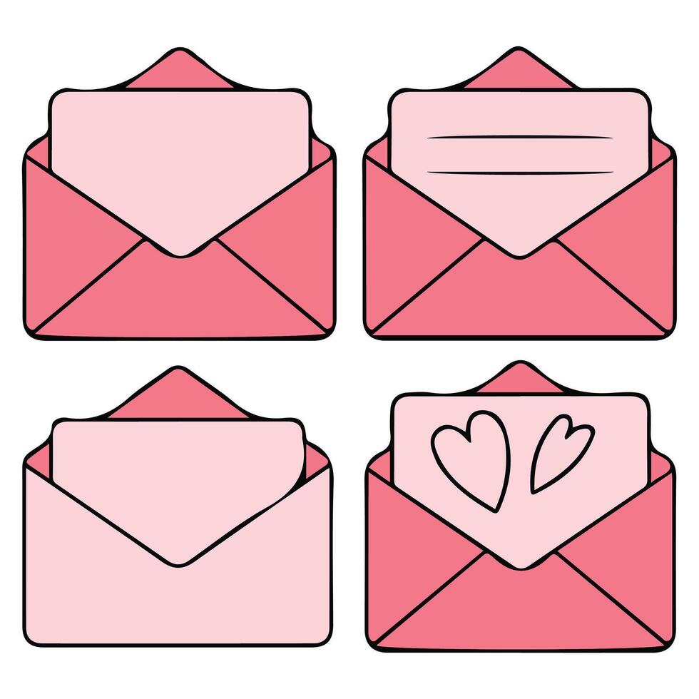 Love letter set valentine message isolated illustration on white background vector