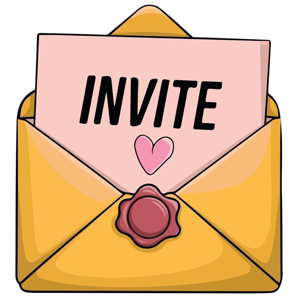 Invitation card flat design isolated illustration on white background vector