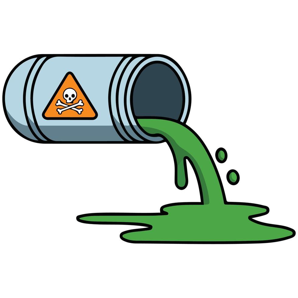 Toxic waste flowing through pipe isolated illustration on white background vector