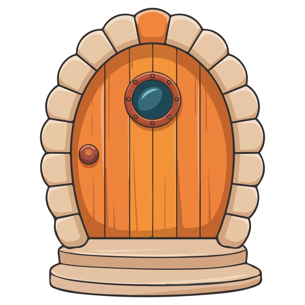 Vintage arched entrance with stone details isolated illustration vector