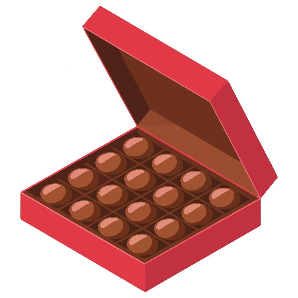 Unwrapped chocolate gift box with heart isolated illustration vector