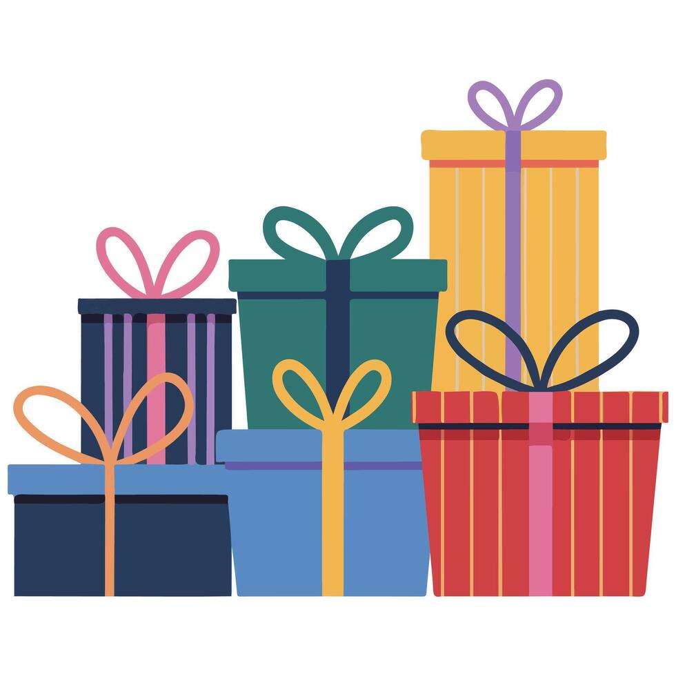 Vibrant present boxes for celebrations isolated illustration vector