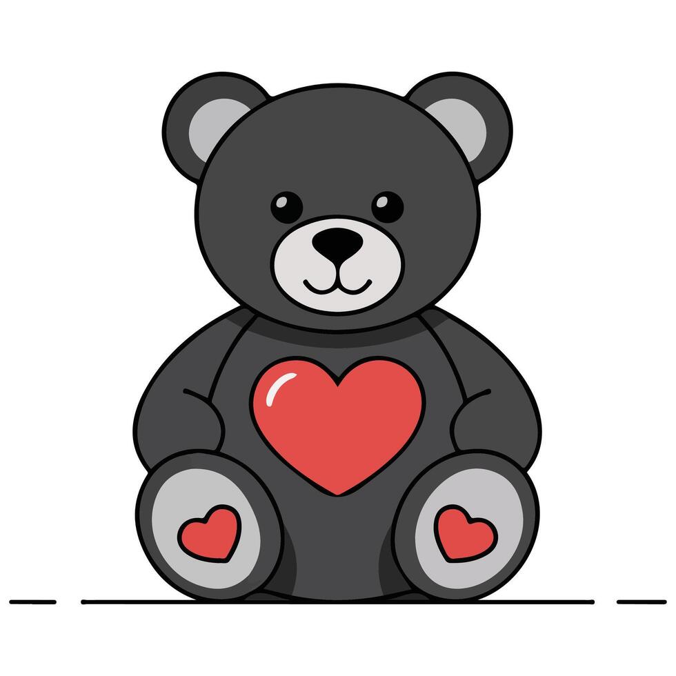 Hand drawn bear holding heart isolated illustration on white background vector
