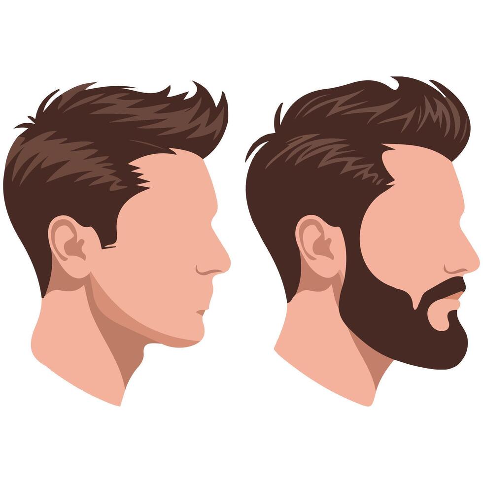 Male portrait set with varied hairstyles isolated illustration vector