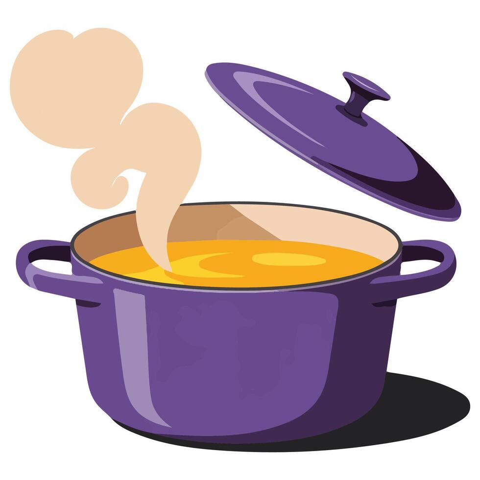 Cooking soup in pot isolated illustration on white background vector