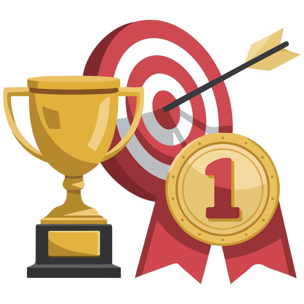 Achievement target with arrows isolated illustration vector
